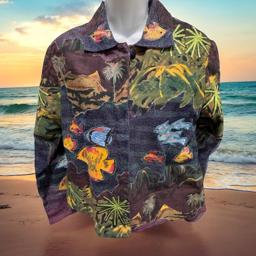 Sandy Starkman Multicolored sea life Jacket size medium